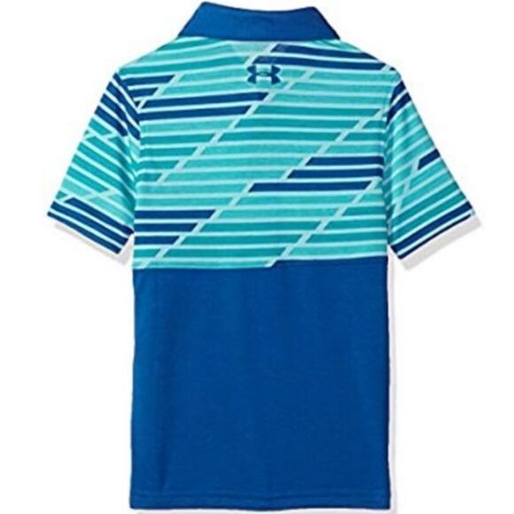 🦋Under Armour Blue & Turquoise Golf Collared Polo Shirt Youth Large - Picture 2 of 13